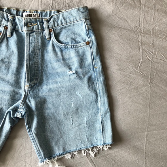 AGOLDE long denim cut-off shorts (Aritzia) - Picture 8 of 15